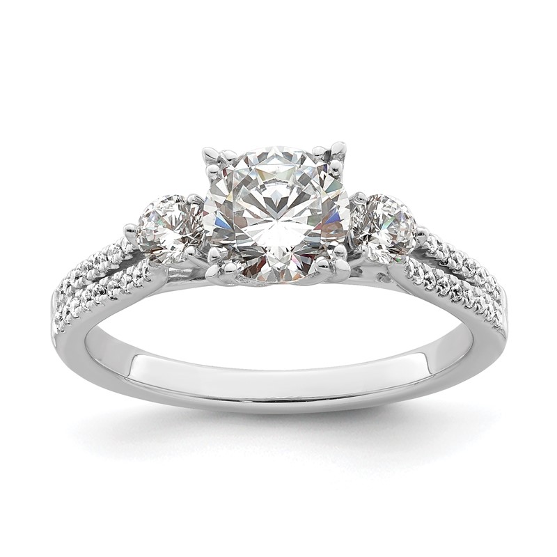 14k White Gold 3/8 carat Lab Grown Diamond VS/SI+ G+ 1 carat Center Round Semi Mount Engagement Ring