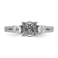 14K White Gold 0.38 Carat Lab Grown Diamond VS SI+ G+ 1 Carat Center Oval Semi Mount Engagement Ring view 4