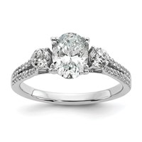 14K White Gold 0.38 Carat Lab Grown Diamond VS SI+ G+ 1 Carat Center Oval Semi Mount Engagement Ring view 1