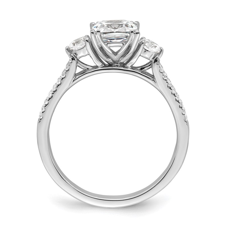 14k White Gold 3/4 carat Lab Grown Diamond VS/SI+ G+ 1 carat Center Cushion Semi Mount Engagement Ring