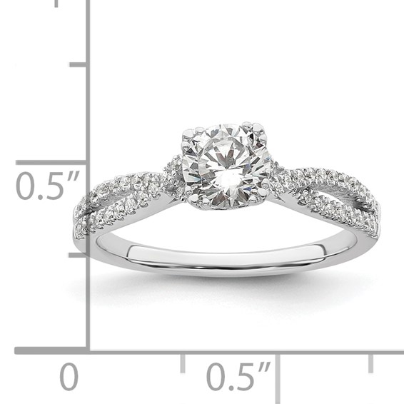 14k White Gold Criss-Cross (Holds 3/4 carat (5.8mm) Round Center) 1/5 carat Diamond Semi-Mount Engagement Ring
