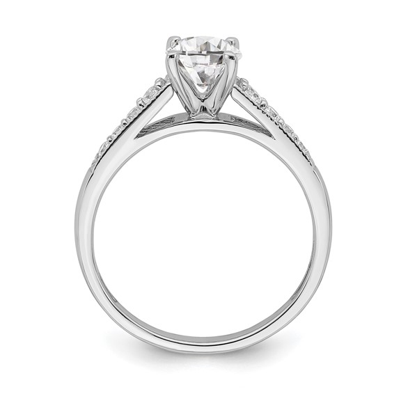 14k White Gold (Holds 1 carat (6.5mm) Round Center) 1/5 carat Diamond Semi-Mount Engagement Ring