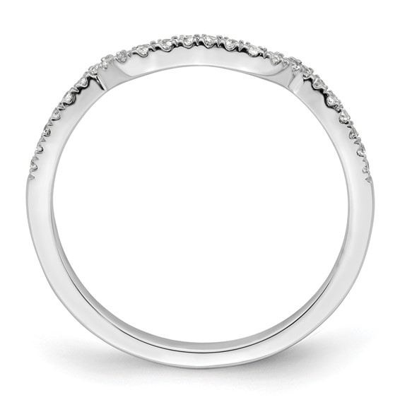 14k White Gold 1/8 carat Diamond Contoured Complete Wedding Band