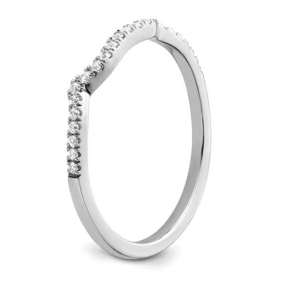 14k White Gold 1/8 carat Diamond Contoured Complete Wedding Band