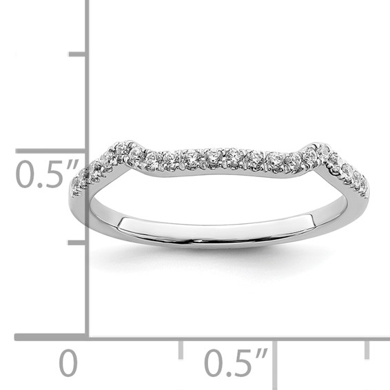 14k White Gold 1/8 carat Diamond Contoured Complete Wedding Band