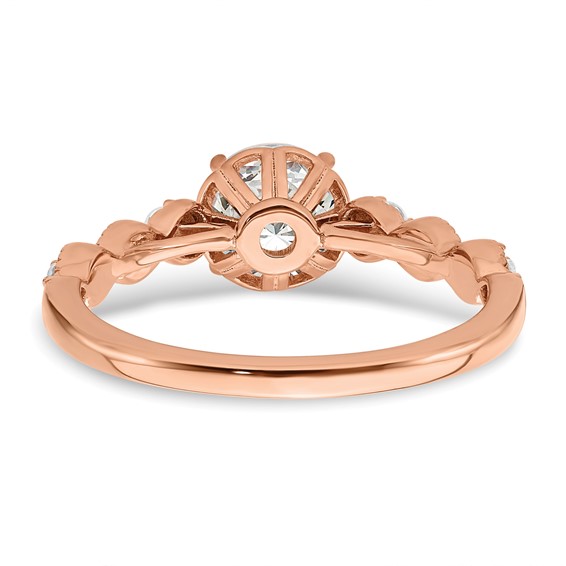 14k Rose Gold (Holds 1 carat (6.5mm) Round Center) 1/8 carat Diamond Semi-Mount Engagement Ring
