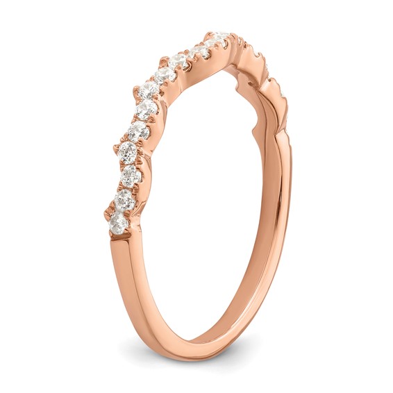 14k Rose Gold 1/4 carat Diamond Contoured Complete Wedding band