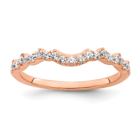 14k Rose Gold 1/4 carat Diamond Contoured Complete Wedding band