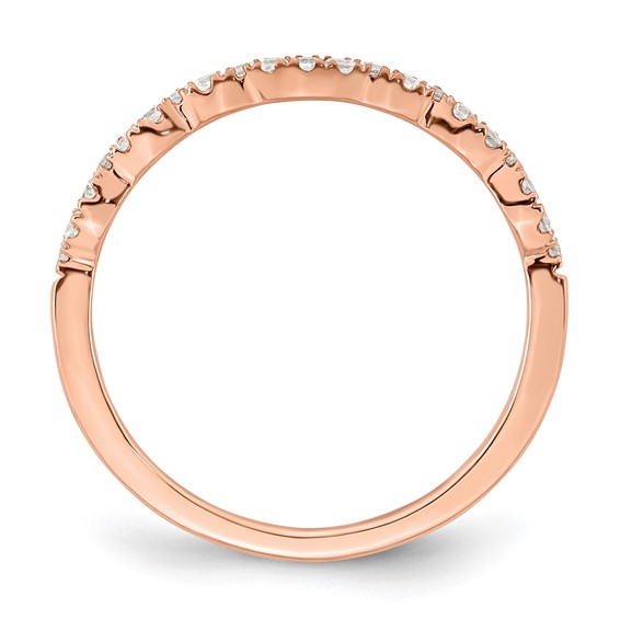 14k Rose Gold 1/5 carat Diamond Contoured Complete Wedding band