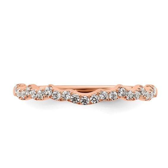 14k Rose Gold 1/5 carat Diamond Contoured Complete Wedding band