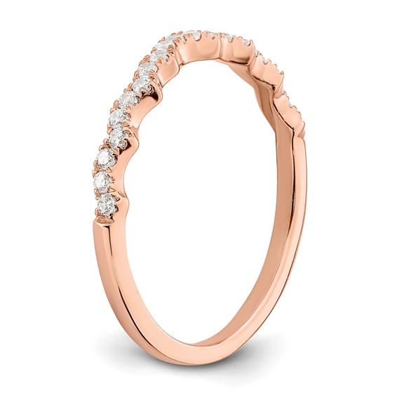 14k Rose Gold 1/5 carat Diamond Contoured Complete Wedding band