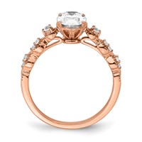 14K Rose Gold 0.12 Carat Lab Grown Diamond VS SI+ G+ 1 Carat Center Oval Semi Mount Engagement Ring view 3