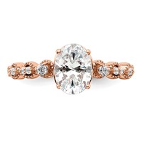 14K Rose Gold 0.12 Carat Lab Grown Diamond VS SI+ G+ 1 Carat Center Oval Semi Mount Engagement Ring view 5
