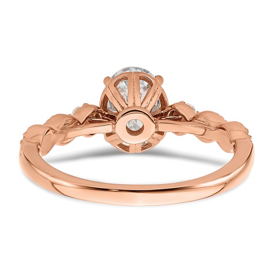 14k Rose Gold (Holds 1 carat (8.00x6.1mm) Oval Center) 1/8 carat Diamond Semi-Mount Engagement Ring