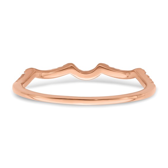 14k Rose Gold 1/15 carat Diamond Contoured Complete Wedding Band