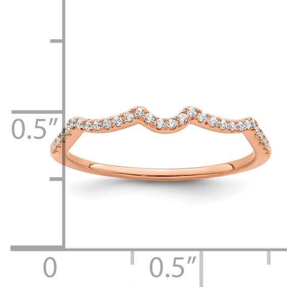 14k Rose Gold 1/15 carat Diamond Contoured Complete Wedding Band