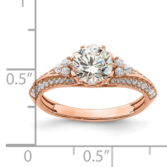 14k Rose Gold (Holds 1 carat (6.5mm) Round Center) 1/3 carat Diamond Semi-Mount Engagement Ring