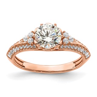 14k Rose Gold (Holds 1 carat (6.5mm) Round Center) 1/3 carat Diamond Semi-Mount Engagement Ring