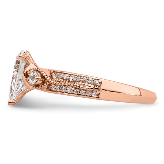 14k Rose Gold (Holds 1 carat (8.00x6.1mm) Pear Center) 1/4 carat Diamond Semi-Mount Engagement Ring