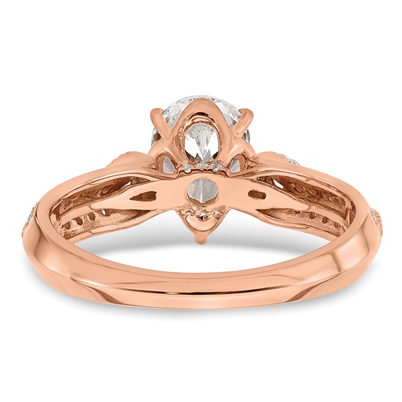 14k Rose Gold (Holds 1 carat (8.00x6.1mm) Pear Center) 1/4 carat Diamond Semi-Mount Engagement Ring