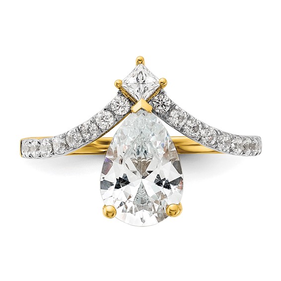 14k Asymmetric (Holds 1.5 carat (10x6.4mm) Pear Center) 1/2 carat Diamond Semi-Mount Engagement Ring