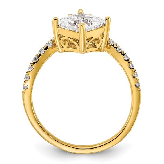 14k Asymmetric (Holds 1.5 carat (6.5mm) Princess Center) 1/2 carat Diamond Semi-Mount Engagement Ring