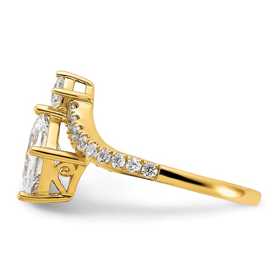 14k Asymmetric (Holds 1.5 carat (6.5mm) Princess Center) 1/2 carat Diamond Semi-Mount Engagement Ring