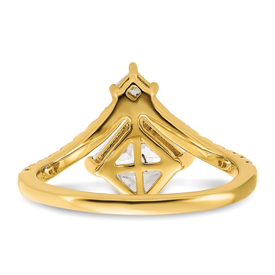 14k Asymmetric (Holds 1.5 carat (6.5mm) Princess Center) 1/2 carat Diamond Semi-Mount Engagement Ring