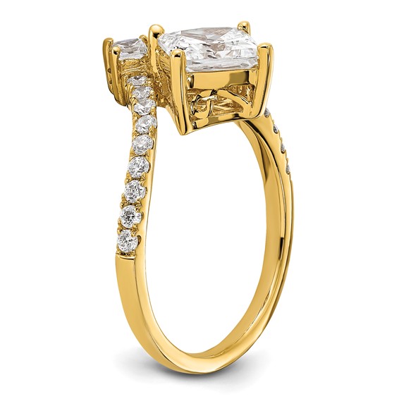 14k Asymmetric (Holds 1.5 carat (6.5mm) Princess Center) 1/2 carat Diamond Semi-Mount Engagement Ring