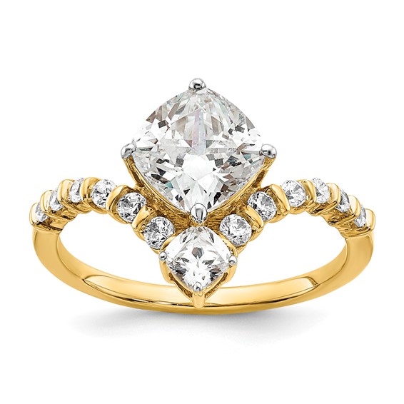 14k Asymmetric (Holds 1.5 carat (7.00x6.9mm) Cushion Center) 5/8 carat Diamond Semi-Mount Engagement Ring
