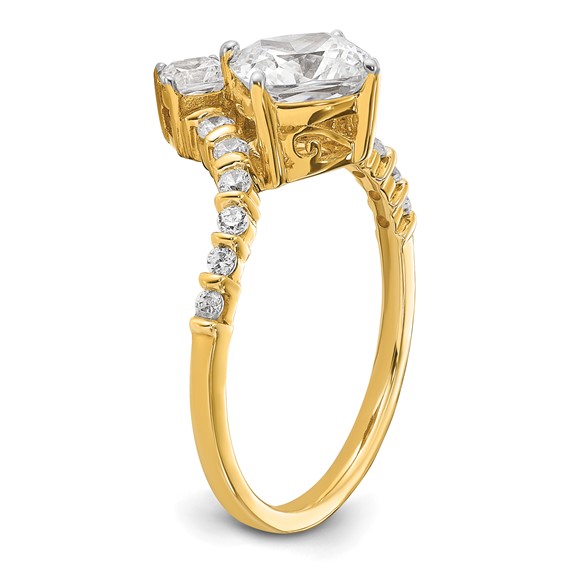 14k Asymmetric (Holds 1.5 carat (7.00x6.9mm) Cushion Center) 5/8 carat Diamond Semi-Mount Engagement Ring