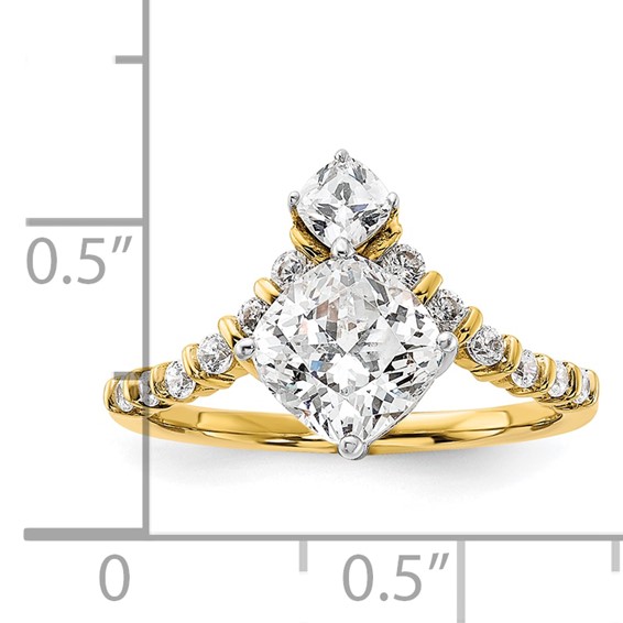 14k Asymmetric (Holds 1.5 carat (7.00x6.9mm) Cushion Center) 5/8 carat Diamond Semi-Mount Engagement Ring