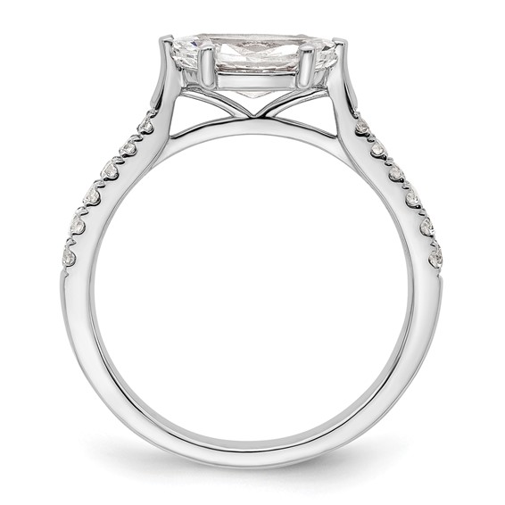 14k White Gold East West (Holds 3/4 carat (9.2x5.00mm) Marquise Center) 1/5 carat Diamond Semi-Mount Engagement Ring