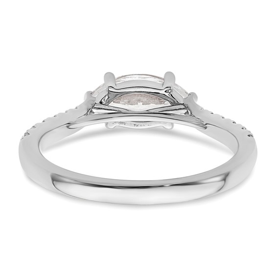 14k White Gold East West (Holds 3/4 carat (9.2x5.00mm) Marquise Center) 1/5 carat Diamond Semi-Mount Engagement Ring