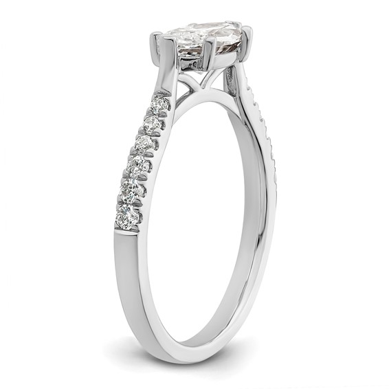 14k White Gold East West (Holds 3/4 carat (9.2x5.00mm) Marquise Center) 1/5 carat Diamond Semi-Mount Engagement Ring