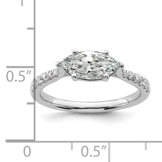 14k White Gold East West (Holds 3/4 carat (9.2x5.00mm) Marquise Center) 1/5 carat Diamond Semi-Mount Engagement Ring