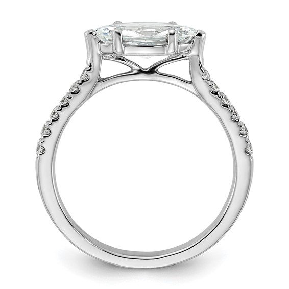 14k White Gold East West (Holds 1 carat (10.5x5.6mm) Marquise Center) 1/5 carat Diamond Semi-Mount Engagement Ring