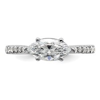 14K White Gold 0.20 Carat Lab Grown Diamond VS SI+ G+ 1 Carat Center East-West Marquise Semi Mount Engagement Ring view 4