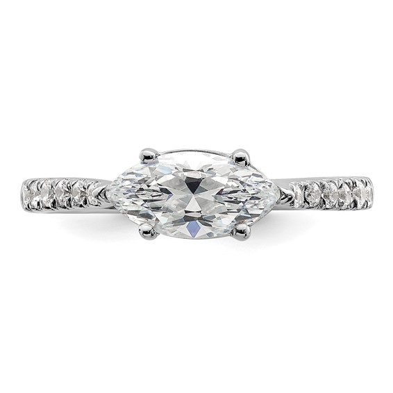 14k White Gold East West (Holds 1 carat (10.5x5.6mm) Marquise Center) 1/5 carat Diamond Semi-Mount Engagement Ring