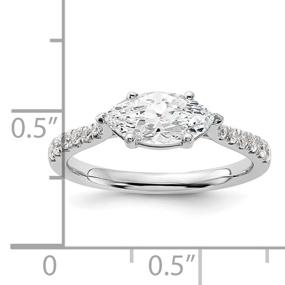 14k White Gold East West (Holds 1 carat (10.5x5.6mm) Marquise Center) 1/5 carat Diamond Semi-Mount Engagement Ring