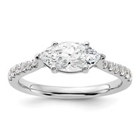 14K White Gold 0.20 Carat Lab Grown Diamond VS SI+ G+ 1 Carat Center East-West Marquise Semi Mount Engagement Ring view 1