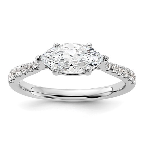 14K White Gold 0.20 Carat Lab Grown Diamond VS SI+ G+ 1 Carat Center East-West Marquise Semi Mount Engagement Ring