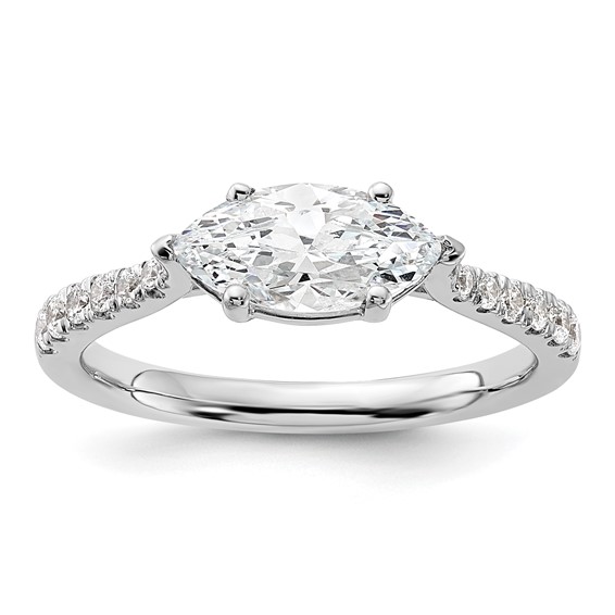 14k White Gold 1/5 carat Lab Grown Diamond VS/SI+ G+ 1 carat Center East-West Marquise Semi Mount Engagement Ring