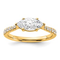 14K Yellow Gold 0.20 Ct Lab Grown Dia VS SI+ G+ 1 Ct East-West Marquise Semi Eng Ring view 1