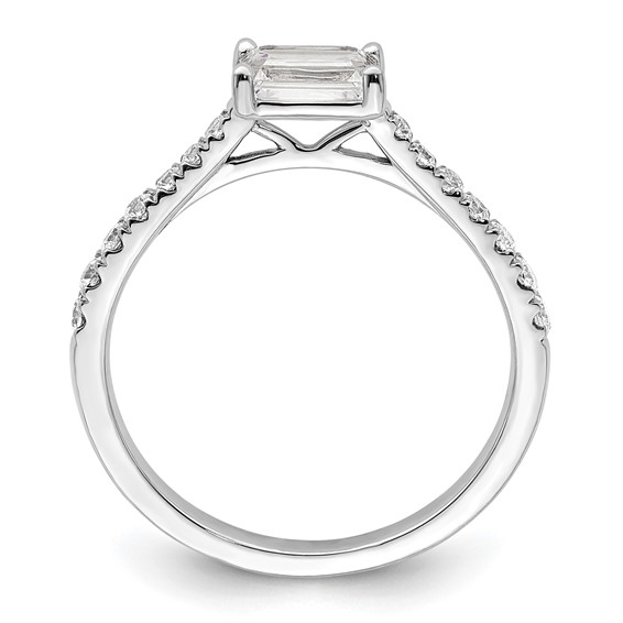 14k White Gold East West (Holds 3/4 carat (6.1x4.5mm) Emerald-cut Center) 1/4 carat Diamond Semi-Mount Engagement Ring