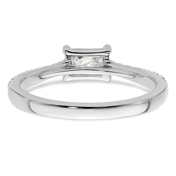 14k White Gold East West (Holds 3/4 carat (6.1x4.5mm) Emerald-cut Center) 1/4 carat Diamond Semi-Mount Engagement Ring