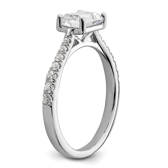 14k White Gold East West (Holds 1 carat (6.9x5.2mm) Emerald-cut Center) 1/4 carat Diamond Semi-Mount Engagement Ring
