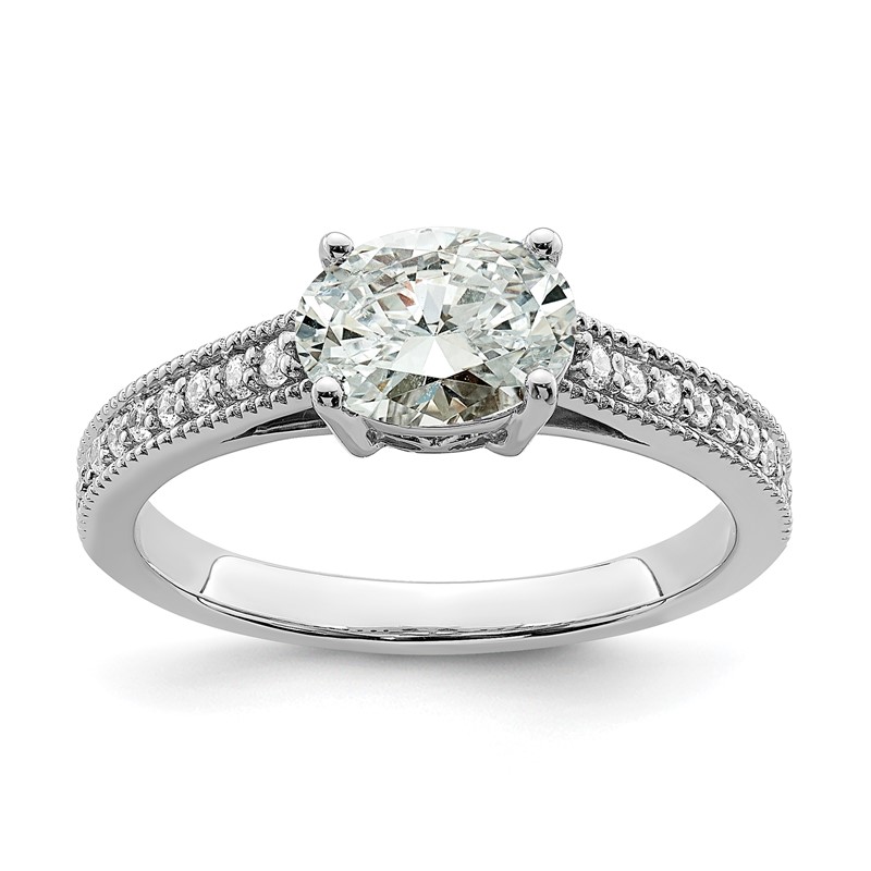 14K White Gold Lab Grown Dia. VS/SI+ G+ Semi-Mnt. Oval East/West Rin