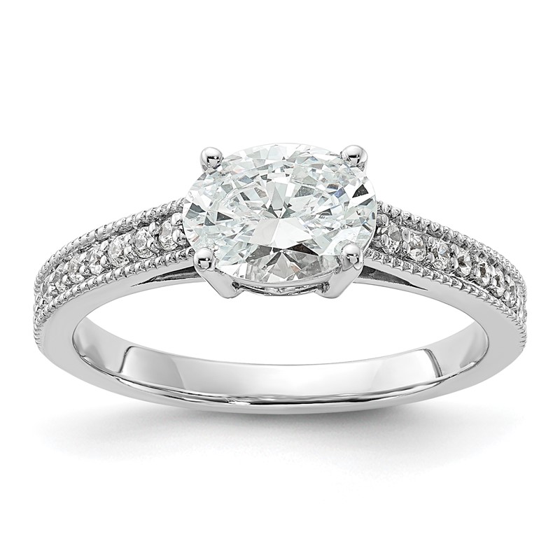 14K White Gold Lab Grown Dia. VS/SI+ G+ Semi-Mnt. Oval East/West Rin