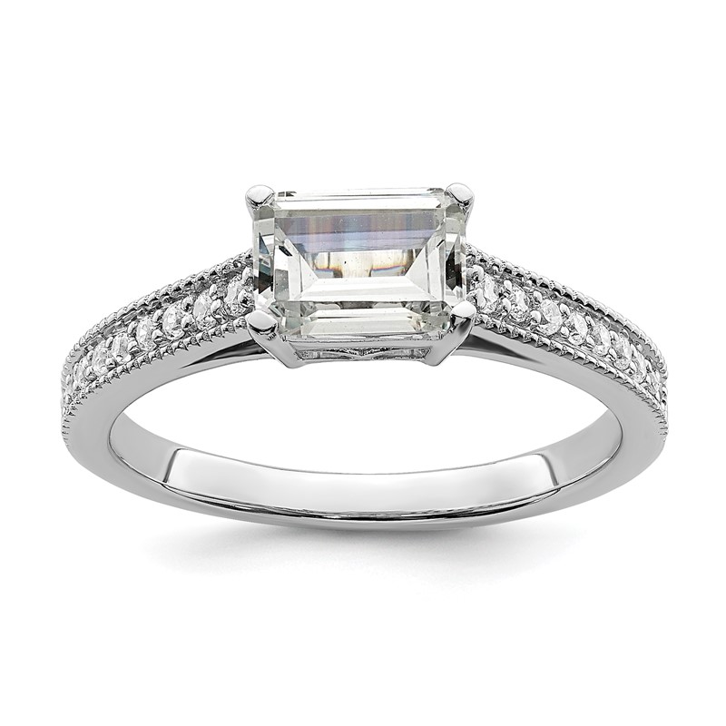 14K White Gold Lab Grown Dia. VS/SI+ G+ Emerald Semi-Mnt. East/West